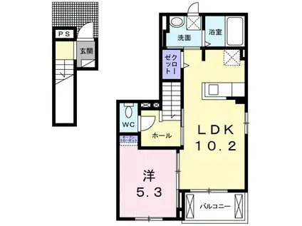 サンライト高松(1LDK/2階)の間取り写真