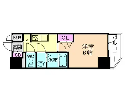 プレサンス塚本ベラビィ(1K/2階)の間取り写真