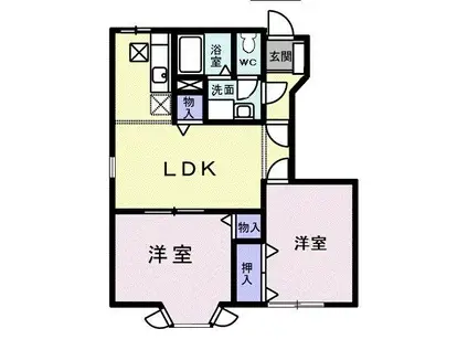 エクレール平塚(2LDK/1階)の間取り写真