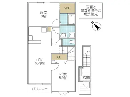 コルトン(2LDK/2階)の間取り写真