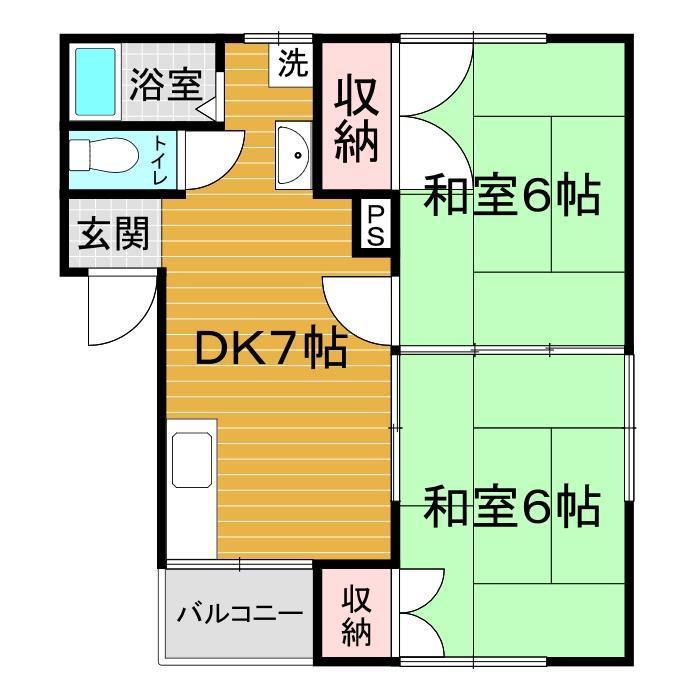 パルム大仲(2DK/2階)の間取り写真