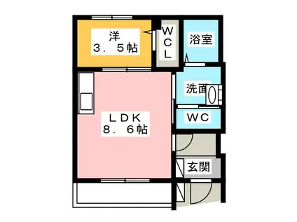 ディアコート川越(1LDK/1階)の間取り写真