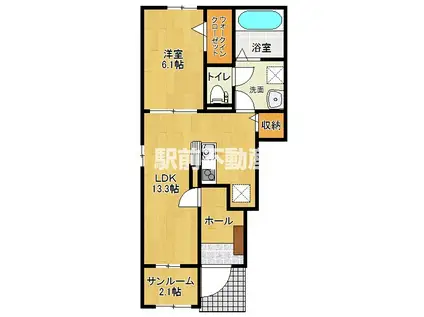 キングリーI・II(1LDK/1階)の間取り写真