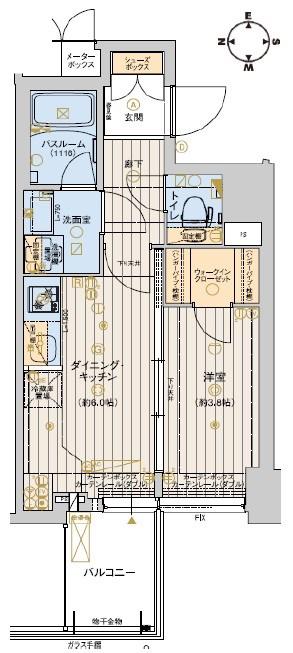 RISING MAISON 本町橋(1DK/15階)の間取り写真