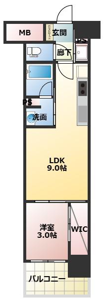 リビオメゾン新大阪(1LDK/13階)の間取り写真