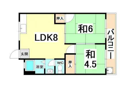 ツガワハイツ(2LDK/2階)の間取り写真