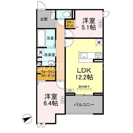 ドゥ・アムール(2LDK/3階)の間取り写真