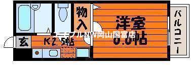 グリーンパキラ(1K/2階)の間取り写真