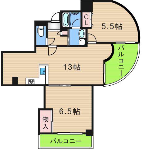 フェルザ住之江公園(2LDK/10階)の間取り写真
