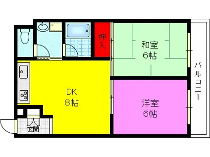 サクシード・マンション(2LDK/3階)の間取り写真