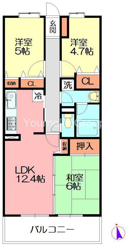 湘南山の手マンション(3LDK/5階)の間取り写真