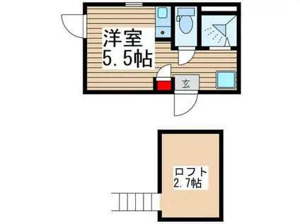 トルチェポルト(ワンルーム/2階)の間取り写真
