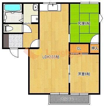 フレグランス南町(2LDK/1階)の間取り写真