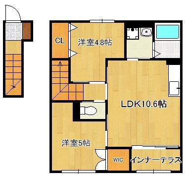 フォルモーサヒルズ(2LDK/2階)の間取り写真
