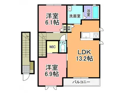 クレール・ヴィラB(2LDK/2階)の間取り写真