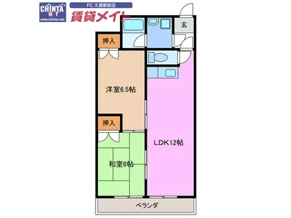 パークビレッジ津(2LDK/4階)の間取り写真