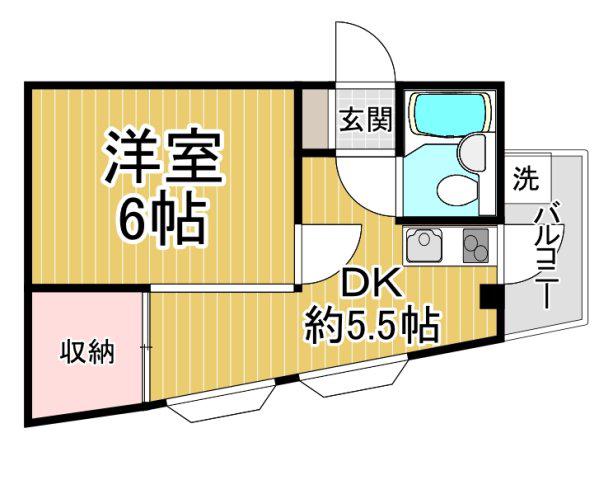 ダイイチビル(1DK/2階)の間取り写真