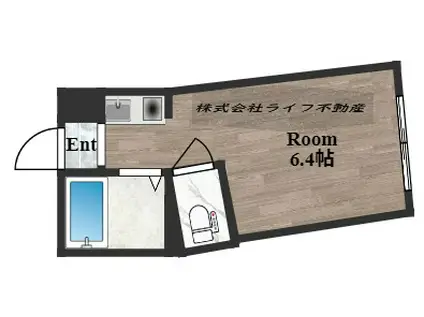 マンションH.T(ワンルーム/4階)の間取り写真