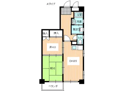 シーサイドビュー下関(2DK/7階)の間取り写真