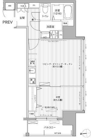 レジェンダリーガーデン赤羽 ウエストビュー(1LDK/12階)の間取り写真