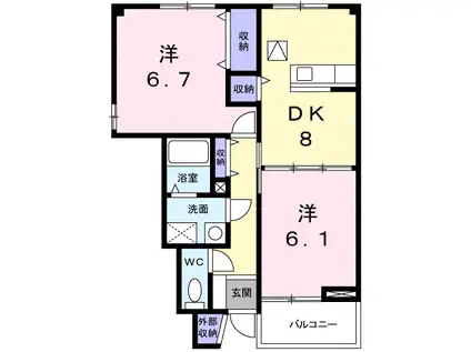 ルーラルブラッサムA(2DK/1階)の間取り写真