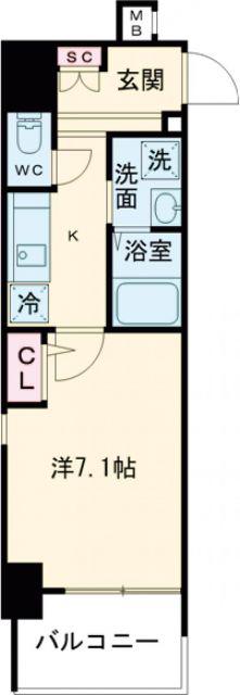 エストゥルース京都(1K/6階)の間取り写真