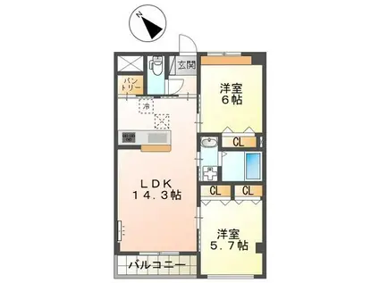 SUNSHINE RESIDENCE(2LDK/1階)の間取り写真