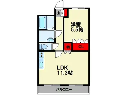 せせらぎA(1LDK/2階)の間取り写真