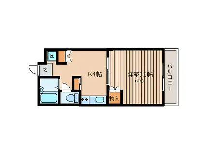 ロイヤルハイツ米ヶ袋(1K/4階)の間取り写真