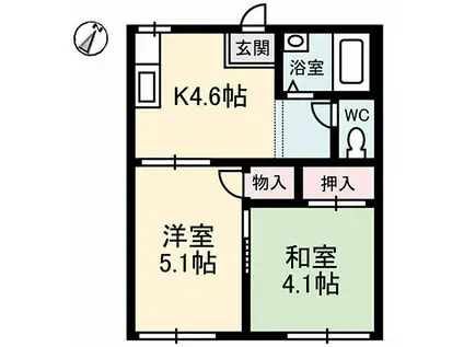 ハイツKM(2K/1階)の間取り写真
