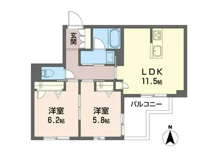 ベレオ東船橋(2LDK/3階)の間取り写真