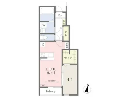 カルムSS(1LDK/1階)の間取り写真