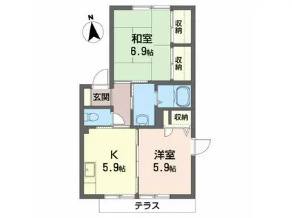 メゾン・ド・ファミーユD(2K/1階)の間取り写真