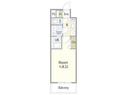 エスリード上前津LIVIA(1K/3階)の間取り写真