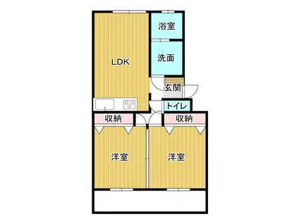 いからしハイツ(2LDK/1階)の間取り写真