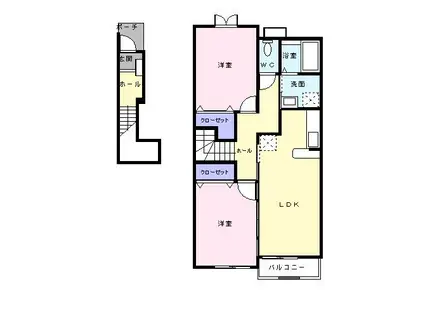 ヴィラ・ポポラーレII(2LDK/2階)の間取り写真