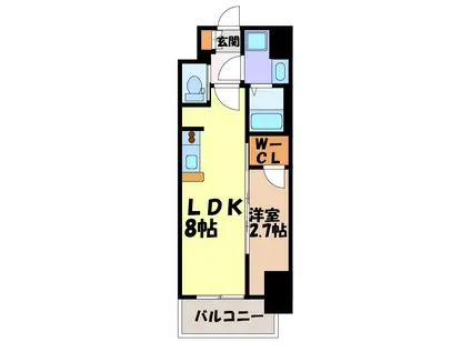 S-RESIDENCE亀島駅前ASCENT(1LDK/5階)の間取り写真