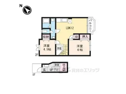 ラルジュ(2LDK/2階)の間取り写真