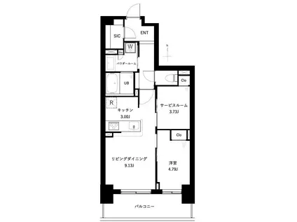 アーバンパーク谷在家(1SLDK/15階)の間取り写真