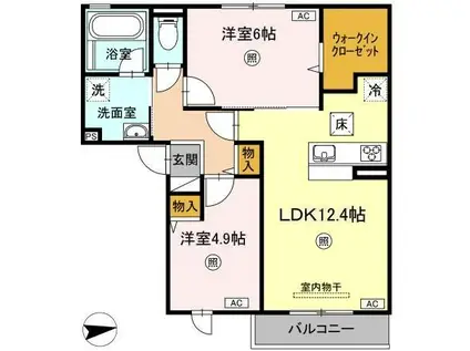 グリーンハイム(2LDK/1階)の間取り写真
