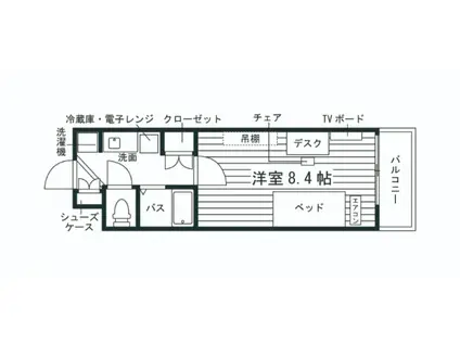 学生会館 UNIS COURT仙台東口2(ワンルーム/9階)の間取り写真