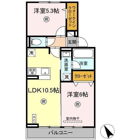トリシアテラス(2LDK/2階)の間取り写真