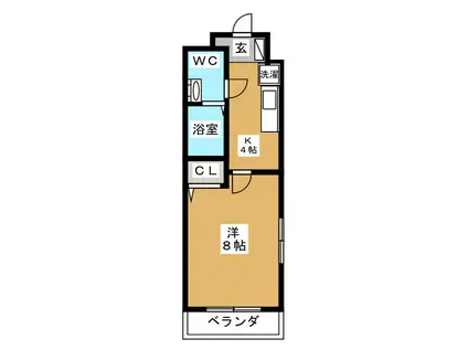 ブルーメ(1K/4階)の間取り写真