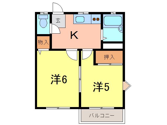 リバーサイド91(2K/2階)の間取り写真