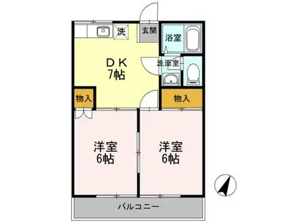 パステロードII番館(2DK/2階)の間取り写真