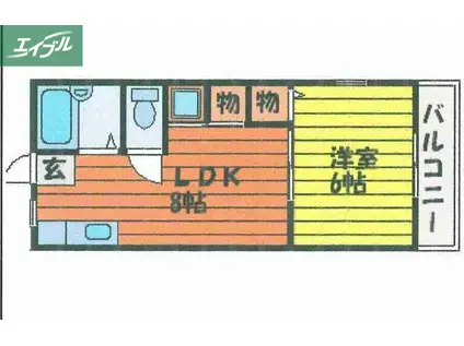 エクレール21(1LDK/1階)の間取り写真