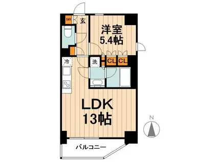 ザ・パークハビオ上野御徒町(1LDK/5階)の間取り写真