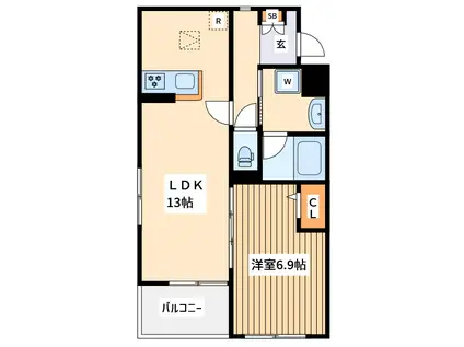 ティーアネックス(1LDK/1階)の間取り写真