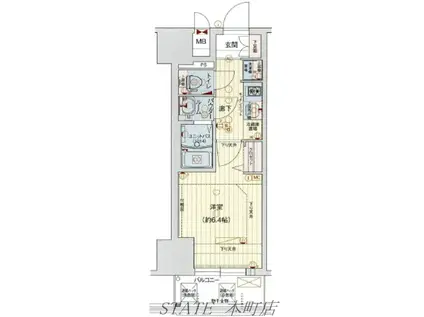 プレサンス難波クチュール(1K/3階)の間取り写真