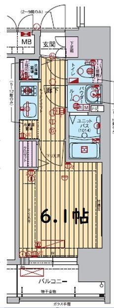 プレサンス大阪福島レシェンテ(1K/2階)の間取り写真